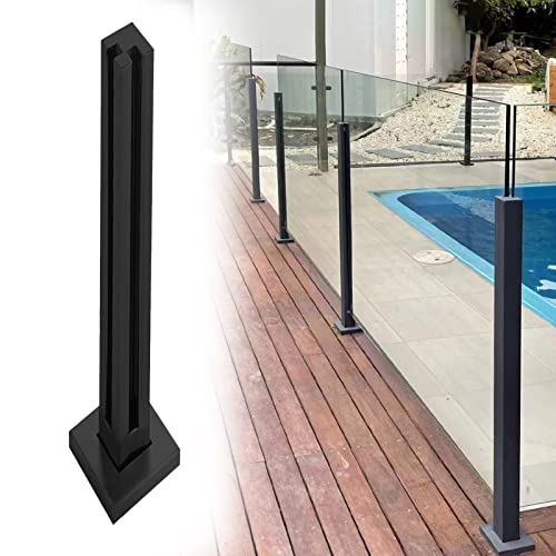 Glasgeländer Schwarzer Quadratischer Glasgeländerpfosten - Balkon-Gartendeck-Glasbalustradenpfostensystem, Hochleistungs-Handlauf-Leitplankenpfosten für Den Innen- Und Außenbereich (Color : Black COR von CMYUN