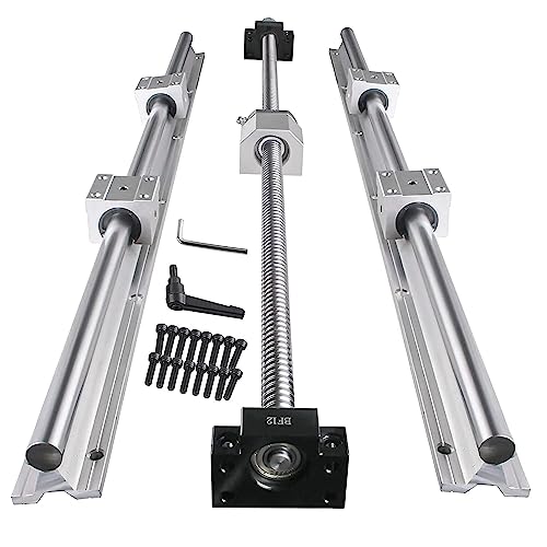 CNCMANS Linearführung SBR20 Linearschiene 1200mm Gleitschiene Welle mit 4x SBR20UU Lagerblock + SFU1605 Kugelumlaufspindel 1200mm mit BK12/BF12, DSG16H Muttergehäuse und Kupplungssatz CNC Teile von CNCMANS