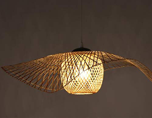 E27 Lampe Deckenlampe Retro Lampen Kreative Licht Handgewebte Bambus Lampenschirm Hängelampe Hängend Leuchte Restaurant Deckenleuchte Wohnzimmer Küche Café Dekorative Pendelleuchte,65cm von COCOL