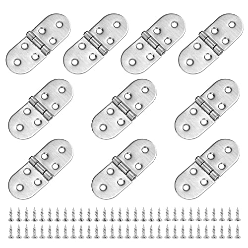 CODIRATO 10 Stück Flip Scharnier Edelstahl Tür Scharnier Klappbar Türscharnier Türband 270 Grad Flip Top Möbelscharnier mit M3*13cm Schrauben Abgerundet Klapptisch Scharniere für Schränke Tisch Tür von CODIRATO