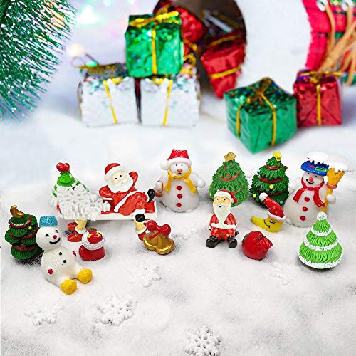 CODIRATO 27 Stück Weihnachten Miniatur Ornament Kunstharz Weihnachten Figuren Schneemann Weihnachtsmann Figuren Mini Weihnachtsdeko Figuren Weihnachtliche Minifiguren für Pupenhaus, Tischdeko von CODIRATO