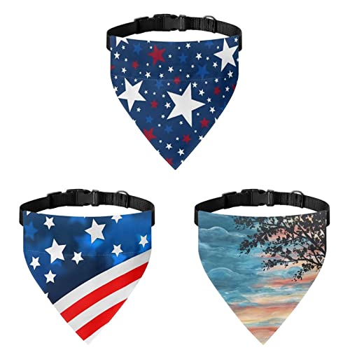 COEQINE Bandanas mit amerikanischer Flagge, Set für niedliche Jungen, Mädchen, Hunde, leicht, langlebig, waschbar, 3 Stück, Welpen-Geburtstagsschal für Reisen von COEQINE