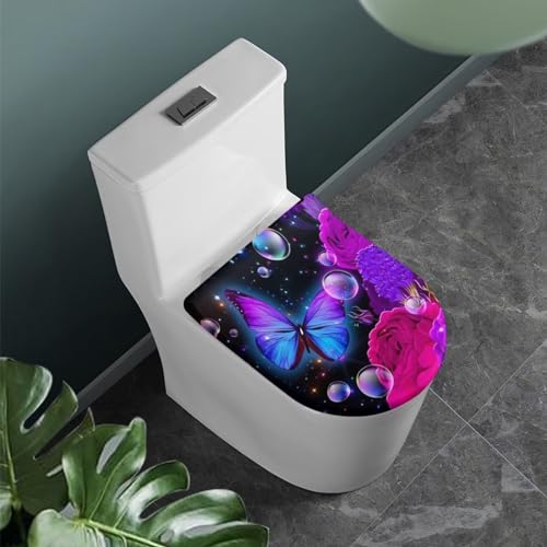 COEQINE Schmetterling Toilettendeckel Abdeckung Einzelbezug für Badezimmer Mode Stretch Toilettensitzbezug für Zuhause, weicher Toilettendeckel waschbar von COEQINE