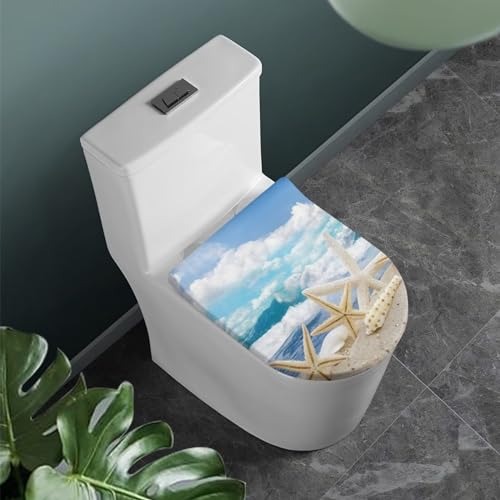 COEQINE Toilettensitz-Deckelbezug, oval, länglich, mit elastischem Rand, Marineblau von COEQINE