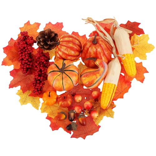 com-four® 49-teiliges Herbstdeko-Set - Tischdeko für den Herbst - DIY Bastel-Set für Ernte- und Türkranz - große Streudeko als herbstlicher Tischschmuck, Fensterdekoration von com-four