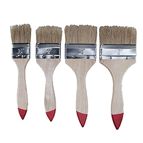 Werkzeyt Pinsel-Set 4-teilig - Für wasserbasierte & lösemittelhaltige Farbe - Bestehend aus Flachpinsel mit 38 - 76 mm Breite - Naturfarbende Borsten / Malerpinsel / B21620 von CON:P