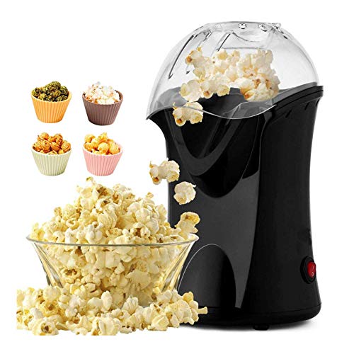 COOCHEER Popcornmaschine, Weites-Kaliber-Design mit Messbecher und abnehmbarem Deckel,1200W, Schwarz, 5261_B_EU von COOCHEER
