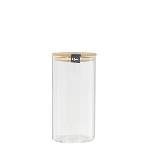 COOK CONCEPT KA4371 Vorratsglas, 1,2 l, Borosilikatglas, Bambus, transparent, 10,3 x 10,3 x 20 cm von COOK CONCEPT