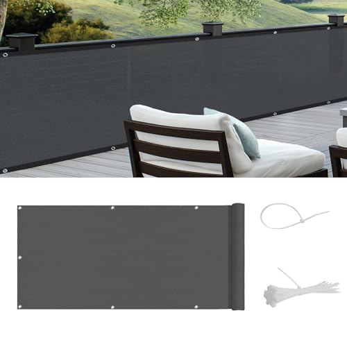 COOL AREA Balkon Sichtschutz HDPE UV-Schutz Leicht Transparent,Balkonverkleidung mit Kabelbinder,100x500cm,Graphit von COOL AREA