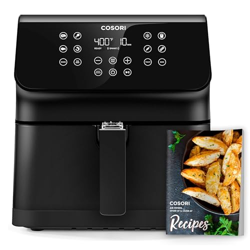 COSORI Air Fryer, Large XL 5.8 Quart 1700-Watt Air Fryer Toaster Oven with Cookbook(100 Recipes) LED Digital Tilt One-Touchscreen with Preheat, Customizable 10 Presets & Shake Reminder, Black von COSORI