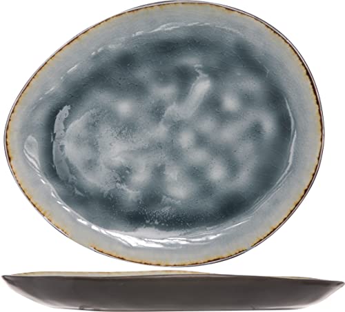 Cosy & Trendy Flacher Teller, oval, Laguna Blue/Grau, 19,5 x 16 cm, 6 Stück von Cosy & Trendy