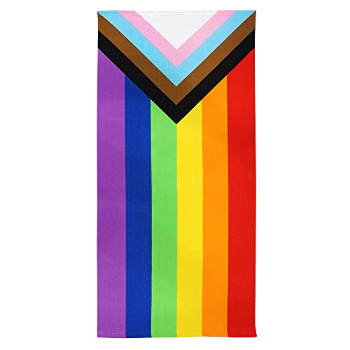 COUNTRY CLUB Progress Pride Flagge LGBTQ+ Regenbogen Große Mikrofaser Strand & Badetuch Leicht Sport Reisen Fitnessstudio Sommer von COUNTRY CLUB