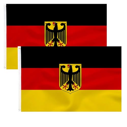 CPSYTE 2 Stück Deutschland Fahne 90 x 150 cm mit Adler - Deutsche Flagge Polyester leuchtenden Farben mit Messing-Ösen Germany Flag von CPSYTE