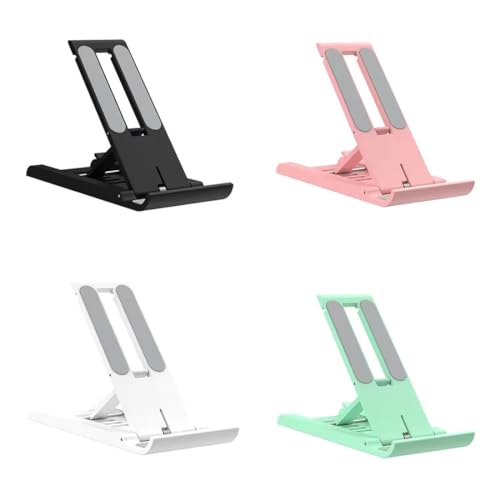 CPSYTE Faltbarer Mini Handy Ständer - 6 Fach winkelverstellbarer Handy Halter tragbarer Tablet Ständer Halter für den Desktop mobiler Ständer Handy Halterung(4 Stück, schwarz, weiß, rosa, hellgrün) von CPSYTE