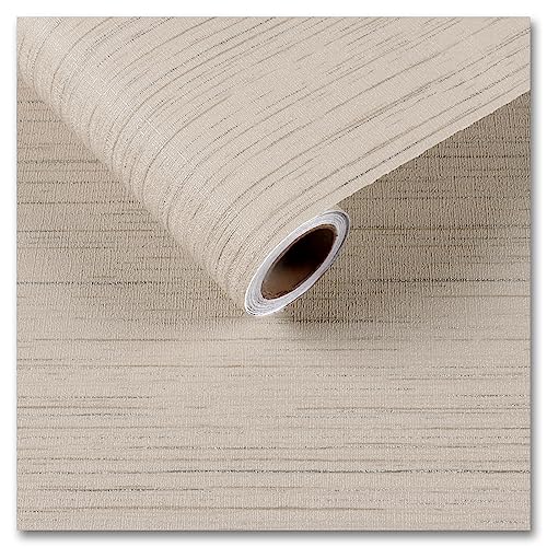 CRE8TIVE Beige Leinen Tapete Selbstklebende Tapete Leinen Textur Tapete Schlafzimmer Dick Folie für Möbel Arbeitsplatte Folie Selbstklebend Möbelaufkleber Tapete Badezimmer Wasserfest 30cm x 200cm von CRE8TIVE