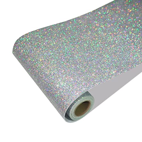 CRE8TIVE Glitzer Tapete Silber Fototapete Selbstklebend Glitzerfolie Selbstklebend Folie für Möbel Schrankfolien Selbstklebend Klebefolie Glitzer Weihnachtsdekoration Verpackung Treppen 20cm x 200cm von CRE8TIVE