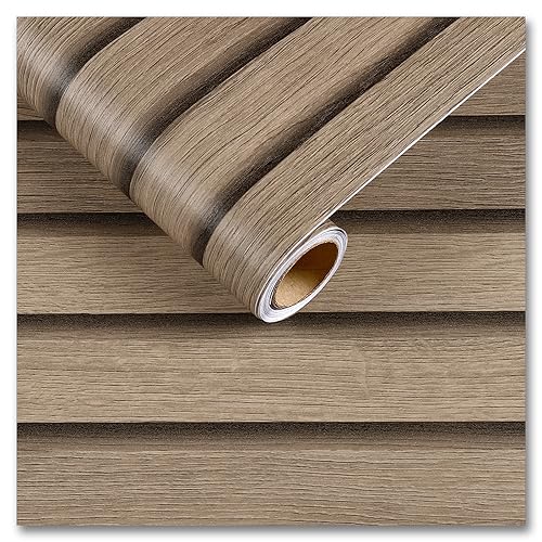 CRE8TIVE Selbstklebende Tapete Holzoptik Beige Braun 30cm x 200cm Klebefolie Möbel Küchenrückwand Holzpaneele Wand Selbstklebend 3D Tapete Arbeitsplatte Schrankfolien Strukturtapete für Wohnzimmer von CRE8TIVE