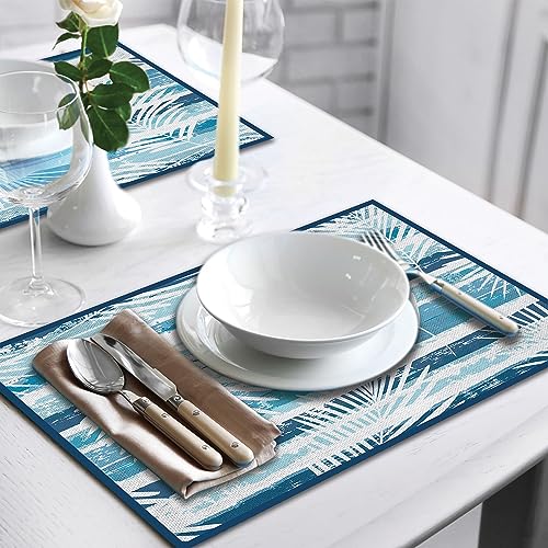 CREARREDA Platzsets Americana Blue Summer 4er Set Frühstücksbrettchen PVC 48x33cm rutschfest abwaschbar schmutzabweisend hitzebeständig Made in Italy von CREARREDA