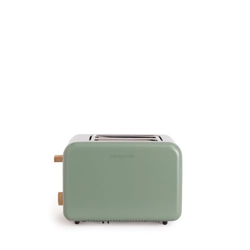 CREATE/TOAST RETRO/Grün-Sage Toaster / 6 Leistungsstufen, Krümelschublade, Thermostat, Auftauen, Aufwärmen, 2 breite Scheibenschlitze, 850W von CREATE