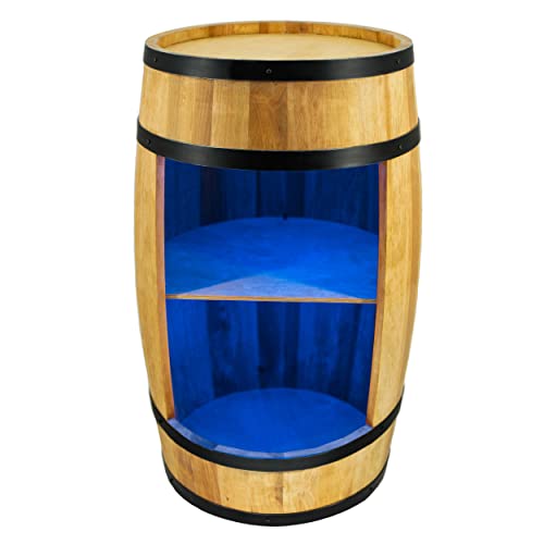 CREATIVE COOPER Weinregal Holz mit LED-Leuchten - Weinschrank Mini Bar - Alkohol Schrank Mann - Barschrank - Fass bar - 80cm hoch - Retro deko Bar Regal - Hausbar Theke - Fassbar - Fassmöbel (Eiche) von CREATIVE COOPER