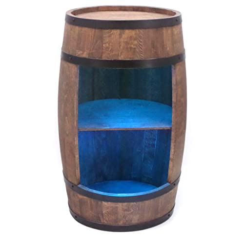 CREATIVE COOPER Weinregal Holz mit LED-Leuchten - Weinschrank Mini Bar - Alkohol Schrank Mann - Barschrank - Fass bar - 80cm hoch - Retro deko Bar Regal - Hausbar Theke - Fassbar - Fassmöbel (Wenge) von CREATIVE COOPER