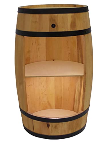 Holzfass Hausbar mit LED-Leuchten - Weinschrank im Retro Stil - Weinfass Bar - Weinregal Holz - Holzbar 80cm hoch - Elegante Möbel, Wohnzimmer Deko - Fassbar Stehtisch und Flaschenständer (Eiche) von CREATIVE COOPER