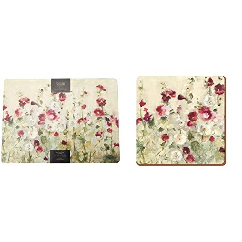 CREATIVE TOPS Premium Creative Wild Field Poppies Platzdeckchen Set, Platzsets 40 x 29 cm & Wild Field Poppies Premium-Untersetzer mit Korkrückseite im 6er-Set, 10,5 x 10,5 cm von CREATIVE TOPS