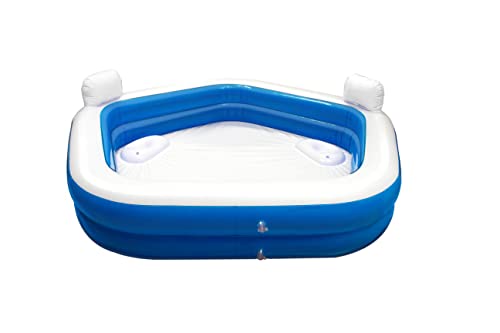 Creative Kids Aufblasbarer Schwimmbad - Familien - Fünfeckig - 2 Liegestühle - 213 x 206 x 60 cm - Getränkehalter - Kopfstützen von Creative Kids