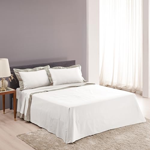 CREOLE Bettwäsche-Set für Doppelbett, Satin und Baumwolle, cremefarben von CREOLE