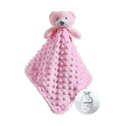 CREVENT Baby Comforting Security Blanket for Baby Boys and Girls, Minky Dot Front + Sherpa Backing (Pink Bear) von CREVENT