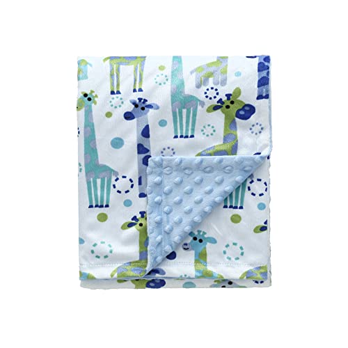 CREVENT Minky Baby Blanket for Boys Soft Plush Receiving Gift for Newborns Toddlers Swaddling(Cute Animal Printed + Dot Backing - Giraffe 75cmX100cm) von CREVENT