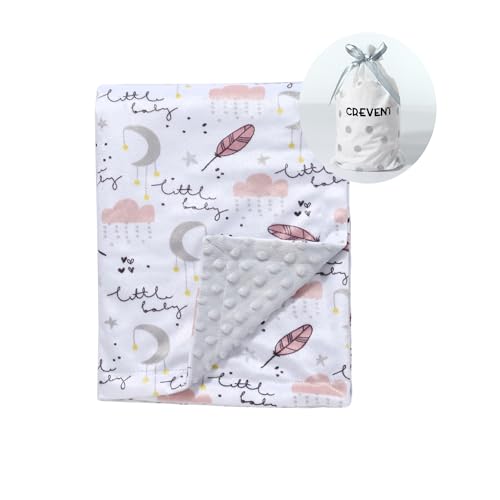 CREVENT Minky Baby Blanket for Girls Soft Plush Receiving Gift for Newborns Toddlers Swaddling (Cute Printing + Dot Backing - Sweet Dream 75cmX100cm) von CREVENT