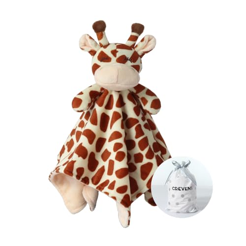CREVENT Weiche, sichere, Flauschige Babydecke mit Tiergesicht für Mädchen und Jungen, Braun, Giraffe von CREVENT
