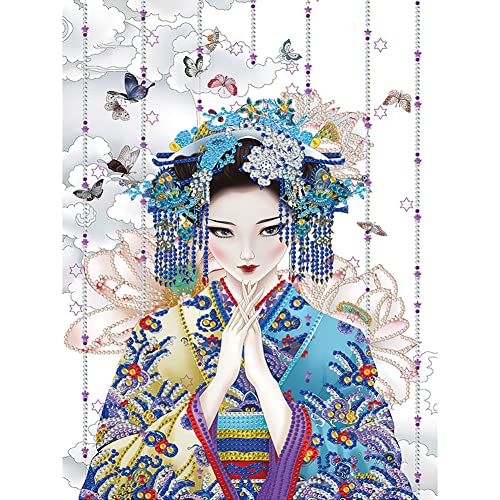 CRGANGZY 5D Diamond Painting Kit Geisha Mädchen Teilweise Spezielle Form Bohrer Strass DIY von CRGANGZY