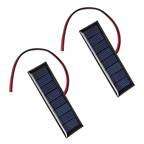 Mini-Solarmodul, 4 V, 0,2 W, 2-Draht-Mini-Epoxid-Powerboard, Solarpanel mit 8 Solarzellen, 75 x 25 mm für DIY-Solarladeprojekte, 2 Stück von CRGANGZY