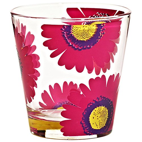 Becher Wasserglas Trinkglas Nadia Pink mit Blüten 250 ml D 8,5 cm Moderner Zeitloser Style von CRISTALICA
