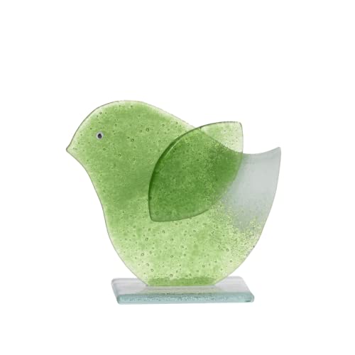 CRISTALICA Glasfigur Vogel Fusing 11cm Skulptur Sammelfigur Deko grün von CRISTALICA