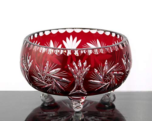 CRISTALICA Glasschale Rot geschliffen Schleuderstern Kristallglas 14 cm von CRISTALICA