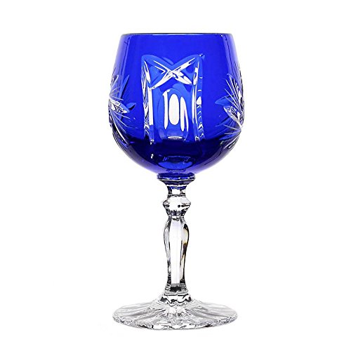 CRISTALICA Likörglas Likörkelch Wodkaglas Schnapsglas Schleuderstern Blau 60 ml Handgeschliffen Kristallglas von CRISTALICA