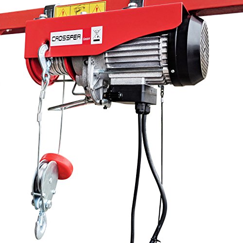 CROSSFER PA250A Elektrischer Seilhebezug 230Volt für 125kg/250kg Last Seilwinde mit Umlenkrolle als Flaschenzug Seilzug 12 Meter Hubhöhe Hebezug Lastkran von CROSSFER GmbH