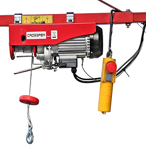 CROSSFER PA400A Elektrischer Seilhebezug 230Volt für 200kg/400kg Last Seilwinde mit Umlenkrolle als Flaschenzug Seilzug 12 Meter Hubhöhe Hebezug Lastkran von CROSSFER GmbH