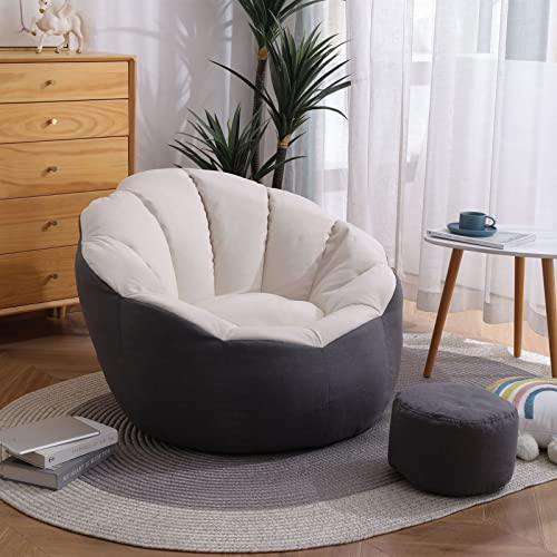 CSstone Bean Bag Sitzkissen Sessel Bodenkissen Aufbewahrungstasche Sitzsack Wohnzimmer Garten (Nur Cover) Bodenkissen Hocker Kinder Sitzsäcke Möbel Kissen Sessel Sofa,Beige Gray Stitching von CSstone