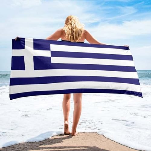 CTQTZ Griechenland-Flagge Strandtuch & Badetuch 90x180cm Mikrofaser Strand-Handtuch & Bade-Handtuch von CTQTZ