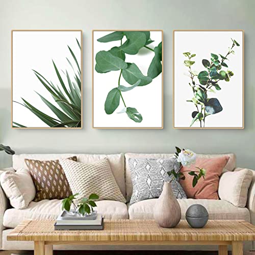 CULASIGN 3er Set Bilder Pflanzen Grüne Blätter Pflanze Botanikbilder Poster Modern Art Grün Posterset Kunstdruck Decor- ohne Rahmen Wohnzimmer Schlafzimmer Esszimmer Wandbild Deko (50x70cm) von CULASIGN
