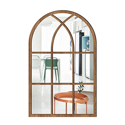 CULASIGN Wandspiegel mit Fensteroptik, 27x42cm, Vintage Bogen Spiegel Fensterspiegel Dekospiegel Dekorativer Hängespiegel für Flur, Schlafzimmer, Wohnzimmer (Braun,MZ421) von CULASIGN