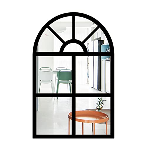 CULASIGN Wandspiegel mit Fensteroptik, 27x42cm, Vintage Bogen Spiegel Fensterspiegel Dekospiegel Dekorativer Hängespiegel für Flur, Schlafzimmer, Wohnzimmer (Schwarz,MZ422) von CULASIGN