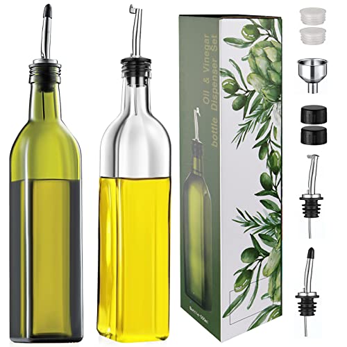 Ölflasche, Speiseöl Essig Spender Essigflasche Glas Olivenöl Spender Flasche öl Flaschen Salat Behälter für ÖlB Essi BBQ Kochen 500ML 2PCS von CUNQN