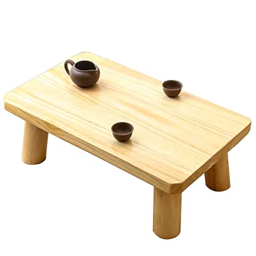 Couchtisch, rechteckiger Vintage-Tisch, Cocktailtisch, Tatami im japanischen Stil, rustikales Braun, geeignet für Wohnzimmer und Schlafzimmer (Farbe: Braun, Größe: 80 x 50 x 30 cm) (Beige 60 x 35 x 22 von CUNTO