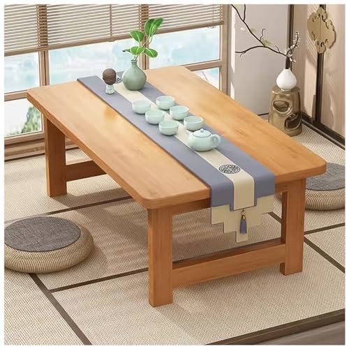 Japanischer Boden-Tisch, Wohnzimmer-Kaffeetisch, für Wohnzimmer, Esszimmer, Tee, Heimdekoration (Farbe: Braun, Größe: 80 x 40 x 30 cm) (Holzfarbe: 70 x 40 x 30 cm) von CUNTO