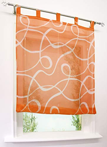 CURTAIN LAND Raffrollo Voile Transparent Rollos mit Druck Muster Gardine Vorhang (BxH 80x150cm, Orange) von CURTAIN LAND